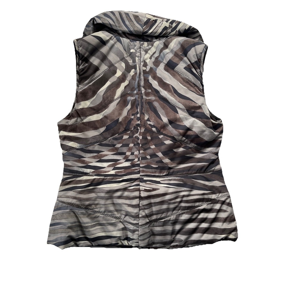 Elie Tahari Camo Puffer Quilted Vest Mock Collar Pockets Sz M Spring Evening - Picture 15 of 16